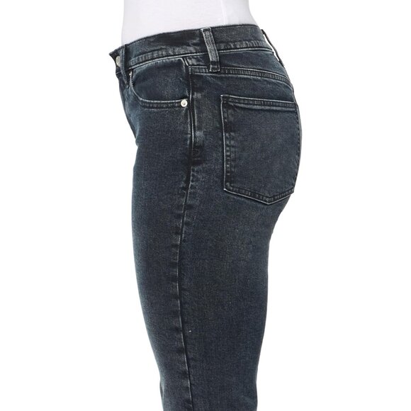 Women High Rise Straight Fit Denim Jeans 29 Dark Wash Cotton Classic Casual - Picture 3 of 4